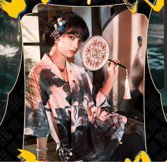 "Drunken Parting" – Lightweight Casual Printed Hanfu Cardigan